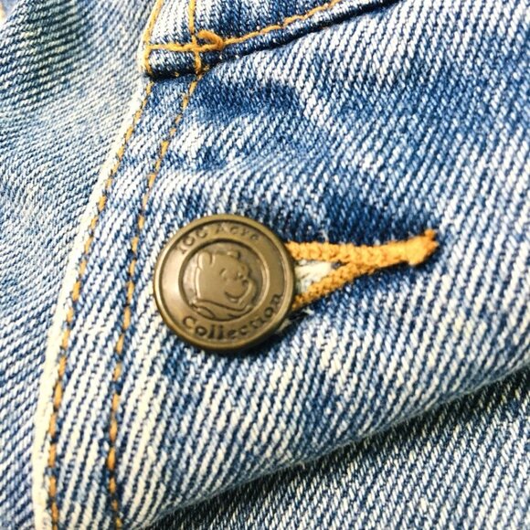 Disney Vtg 90s Pooh M Denim Jean Bib Overalls Embroidered Distressed - Picture 7 of 8